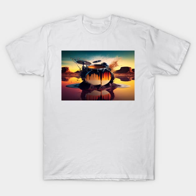 Drummer ArtWork With Water Splashing In The Desert T-Shirt by Unwind-Art-Work